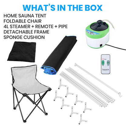 Sauna portable pour la maison pour la détox, cuiseur vapeur 4L, chaise pliante, gris 