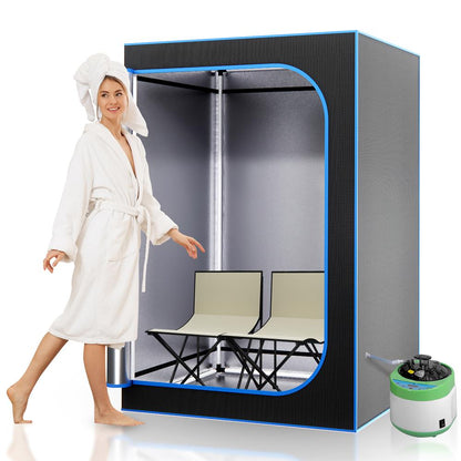 Portable 2-Person Sauna Tent, Detox & Relax, 4L Steamer, 2 Chairs, Black