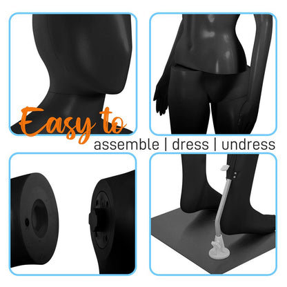 Female Mannequin Dress Form, Realistic Face, Flexible Limbs, 68.9"