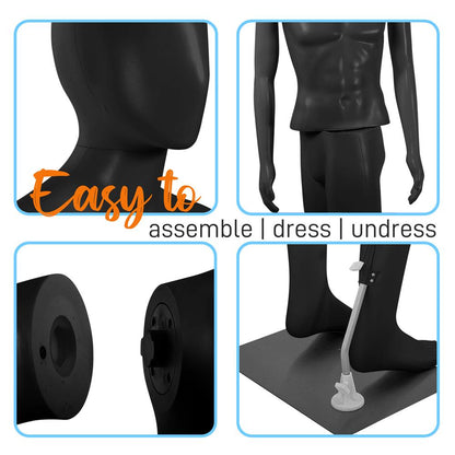 Male Mannequin 73" Adjustable Head Flexible Limbs Detachable Design