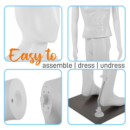 Male Mannequin Full Body Stand, Adjustable Limbs, Durable Metal Base