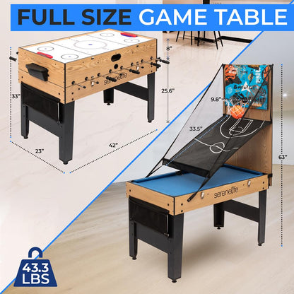 Table de jeu 6-en-1 de 48", MDF gain de place, utilisation intérieure/extérieure 