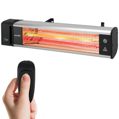 Chauffage de terrasse infrarouge, efficace 1500W, aluminium, télécommande 