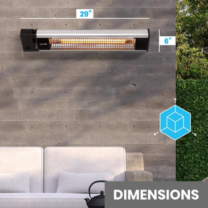 Chauffage de terrasse infrarouge, efficace 1500W, aluminium, télécommande 