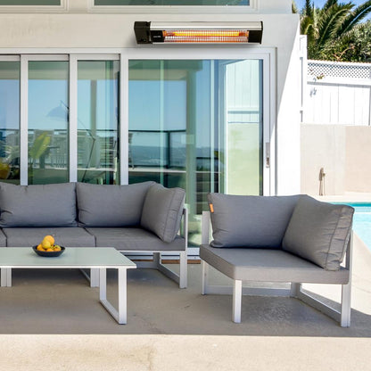 Chauffage de terrasse infrarouge, efficace 1500W, aluminium, télécommande 
