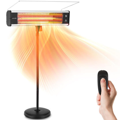 Chauffage de Patio Infrarouge 1500W Fibre de Carbone Efficace Télécommande 