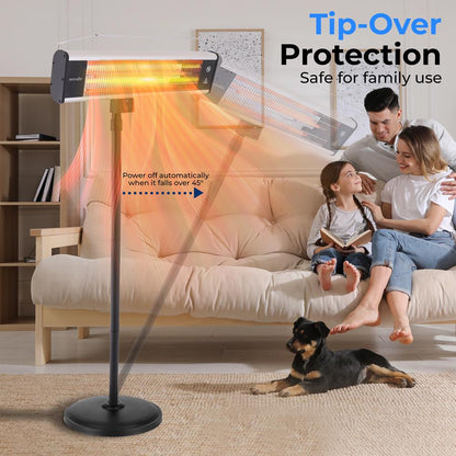 Chauffage de Patio Infrarouge 1500W Fibre de Carbone Efficace Télécommande 