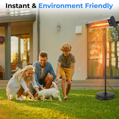 Chauffage de Patio Infrarouge 1500W Fibre de Carbone Efficace Télécommande 