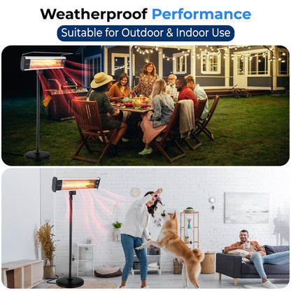 Chauffage de Patio Infrarouge 1500W Fibre de Carbone Efficace Télécommande 
