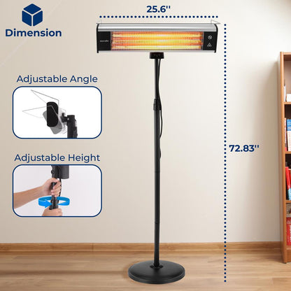 Chauffage de Patio Infrarouge 1500W Fibre de Carbone Efficace Télécommande 