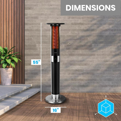 Chauffage de patio infrarouge, efficace 1500W, cadre en aluminium, télécommande 