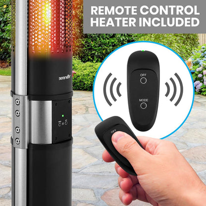 Chauffage de patio infrarouge, efficace 1500W, cadre en aluminium, télécommande 