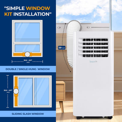 Portable Air Conditioner 8,000 BTU WiFi Dehumidifier, Remote, White
