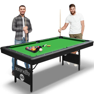 6-Ft Folding Pool Table, Space-Saving, Durable Surface, Portable Design