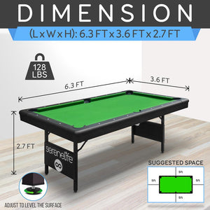 6-Ft Folding Pool Table, Space-Saving, Durable Surface, Portable Design