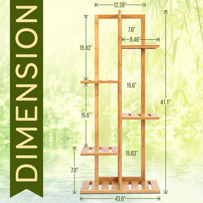 Support de Plante en Bambou 5 Niveaux Économiseur d'Espace Écologique Intérieur/Extérieur 