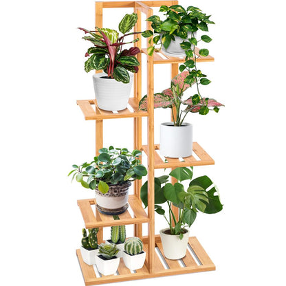 Support de Plante en Bambou 5 Niveaux Économiseur d'Espace Écologique Intérieur/Extérieur 
