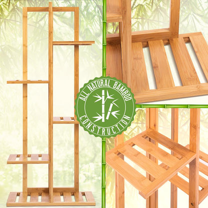 Support de Plante en Bambou 5 Niveaux Économiseur d'Espace Écologique Intérieur/Extérieur 