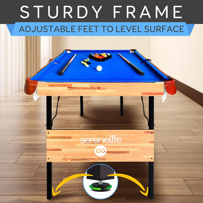 54'' Portable And Foldable Wooden Pool Table With Accessory Kit