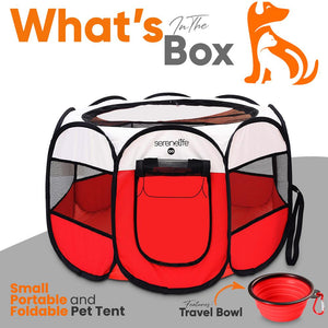 Foldable Pet Tent for Travel - Easy Setup, Strong Oxford, Red