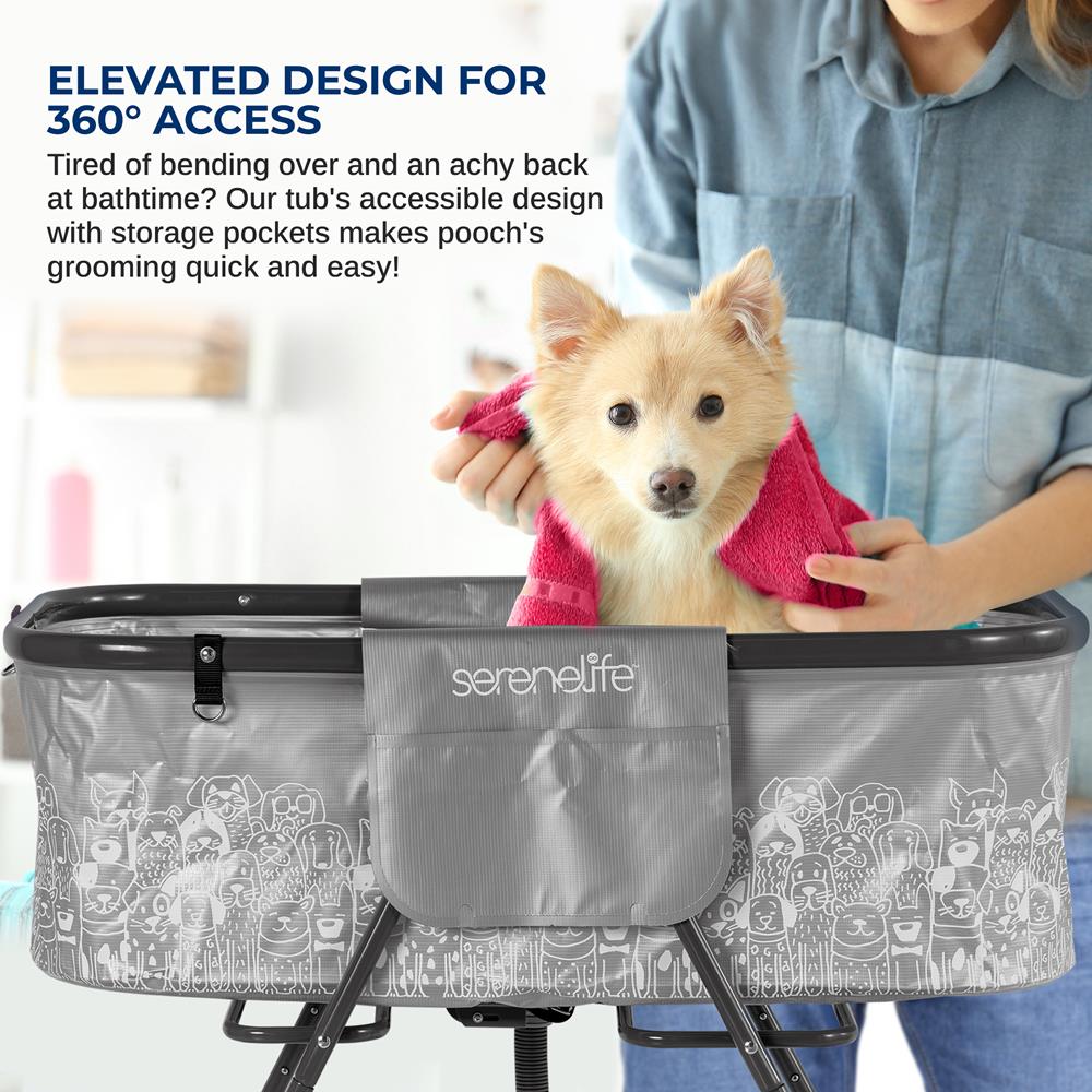 Portable Pet Bath Tub, Easy Clean, Marine Grade PVC, Gray