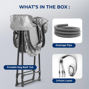 Portable Pet Bath Tub, Easy Clean, Marine Grade PVC, Gray