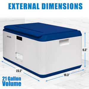 Lockable Storage Box 21 Gal Capacity, Combo Lock, Reinforced ABS, Blue