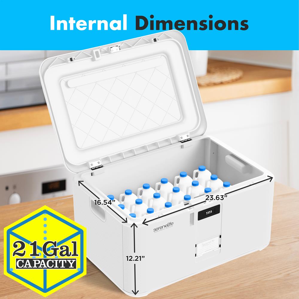 Locking Storage Container Bin - Safety & Security Storage Box, 21 Gal. Capacity, (White)