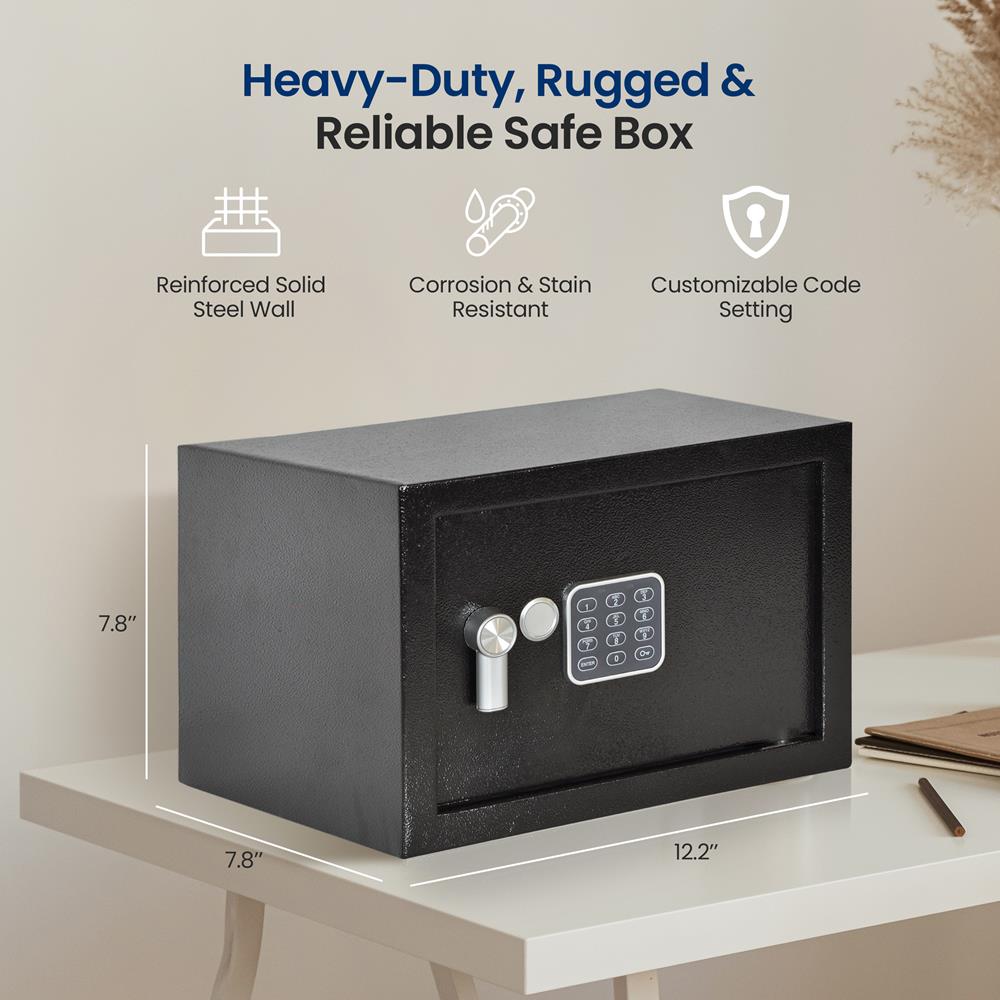 Electronic Safe Box Secure Storage Steel Construction Wall Mountable