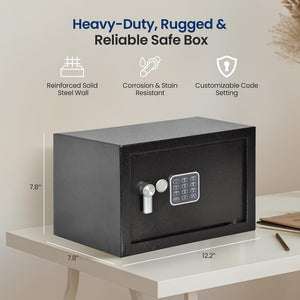 Electronic Safe Box Secure Storage Steel Construction Wall Mountable