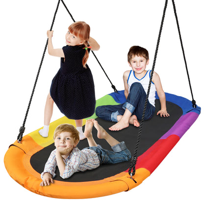 67" Balançoire Plateforme Arbre Capacité 700 lbs Cadre Coussin Arc-en-ciel 