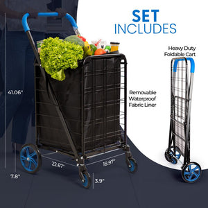 Foldable Shopping Cart With Cart Liner