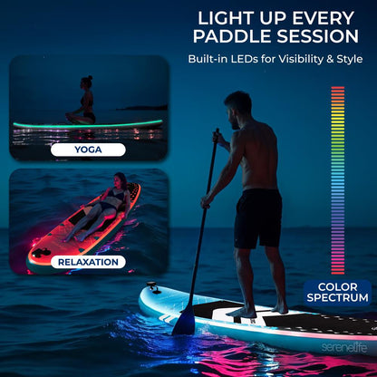Planche de paddle gonflable avec lumières LED 