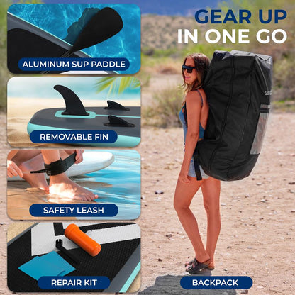 Inflatable Paddleboard, Stable Design, Non-Slip Deck, Blue