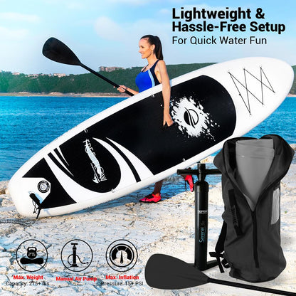 Inflatable Paddle Board - Stable Non-Slip Deck, 10'10", Easy Storage