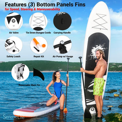 Inflatable Paddle Board - Stable Non-Slip Deck, 10'10", Easy Storage