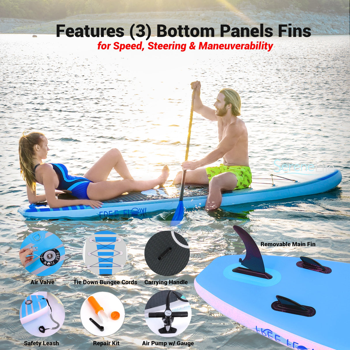Inflatable Paddle Board - Stable Non-Slip Deck, 10'6", PVC, Teal