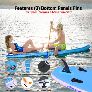 Inflatable Paddle Board - Stable Non-Slip Deck, 10'6", PVC, Teal