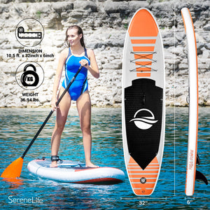 Inflatable Paddle Board - Stable Non-Slip Deck, 10'6", PVC, Teal