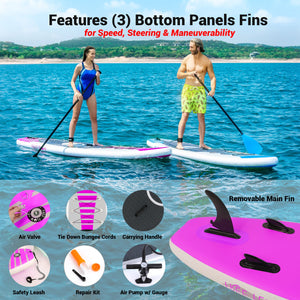 Inflatable Paddle Board - Stable Non-Slip Deck, 10'6", PVC, Teal
