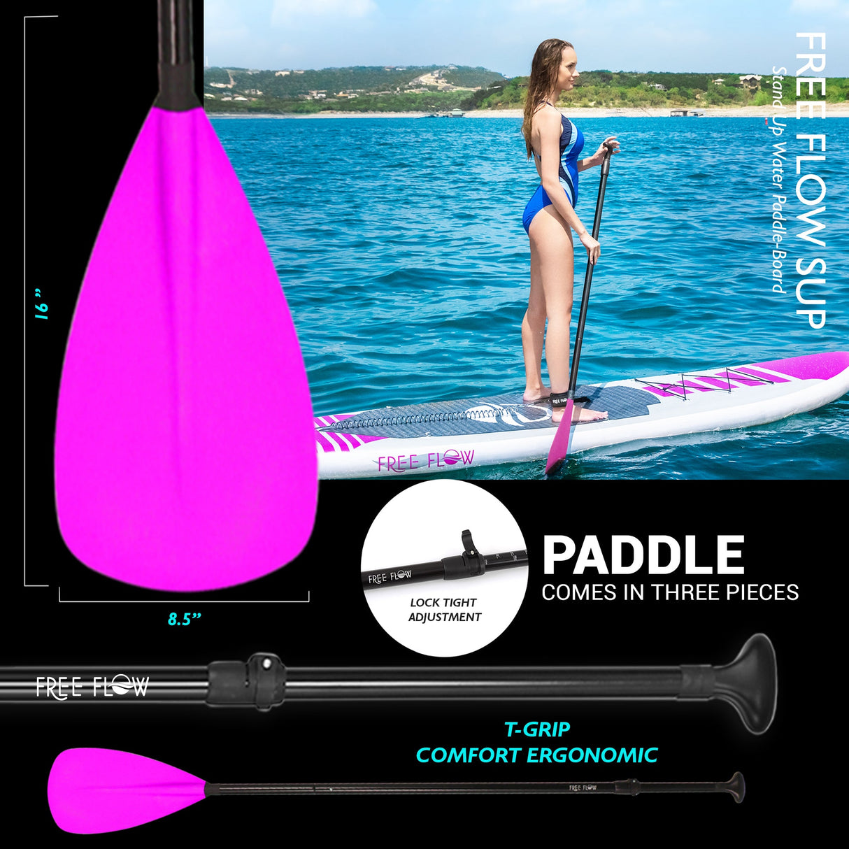 Inflatable Paddle Board - Stable Non-Slip Deck, 10'6", PVC, Teal