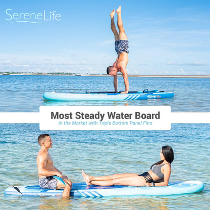 Inflatable Paddle Board - Stable Non-Slip Deck, 10'6", Portable, Blue