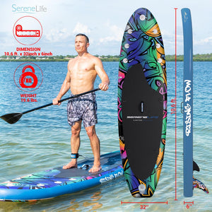 Inflatable Paddle Board - Stable Non-Slip Deck, 10'6", Blue