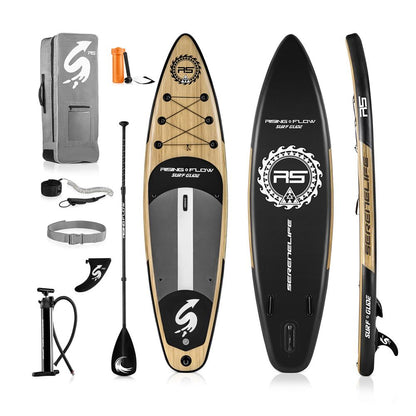 Inflatable Paddle Board - Stable Non-Slip Deck, 10'6", Wood Finish