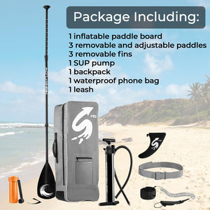 Inflatable Paddle Board - Stable Non-Slip Deck, 10'6", Wood Finish