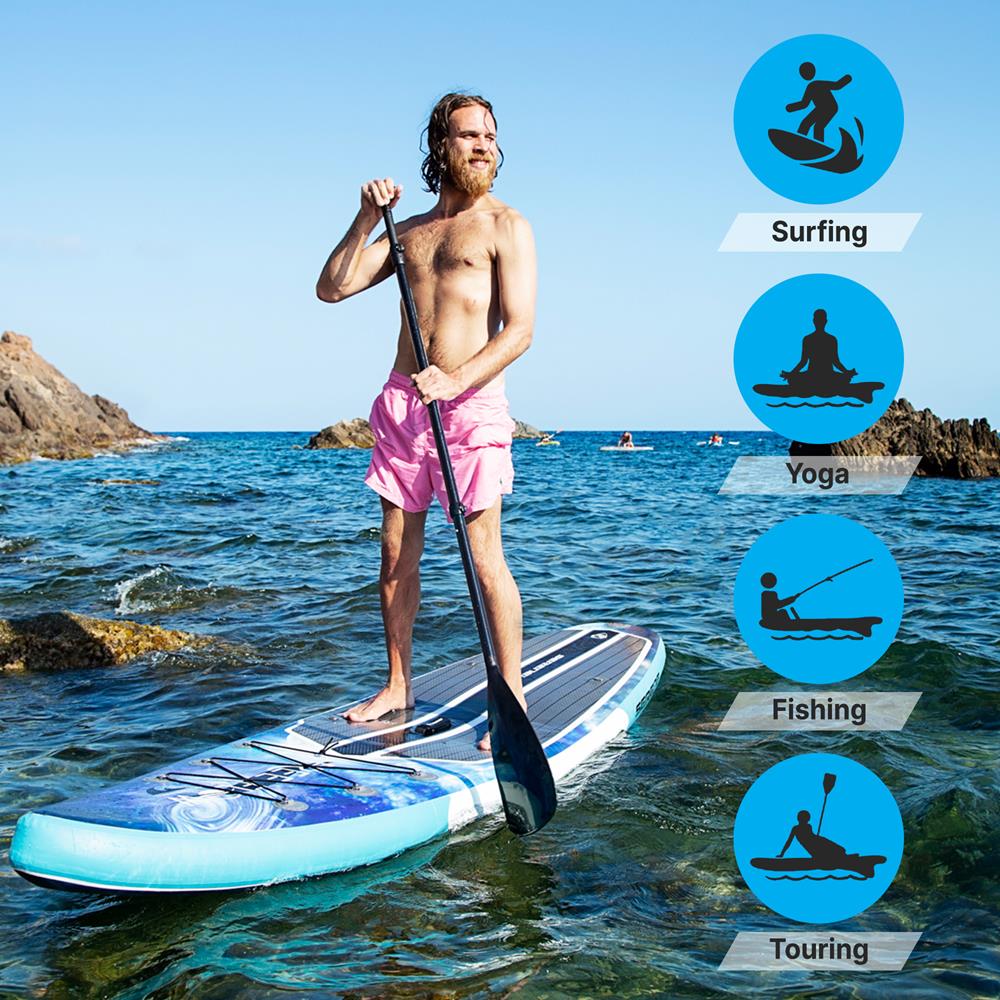 Inflatable Paddle Board - Stable Non-Slip Deck, 10'6", Space Blue