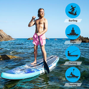 Inflatable Paddle Board - Stable Non-Slip Deck, 10'6", Space Blue