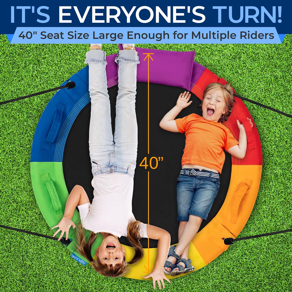 40" Saucer Swing with Pillow and Handles