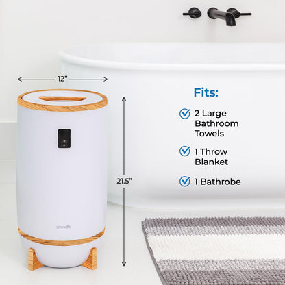Towel & Blanket Warmer - Quick Heat, 2 Towel Capacity, Auto Shut-Off, White