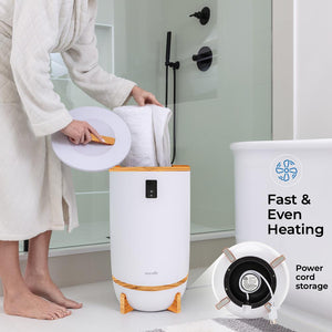 Towel & Blanket Warmer - Quick Heat, 2 Towel Capacity, Auto Shut-Off, White